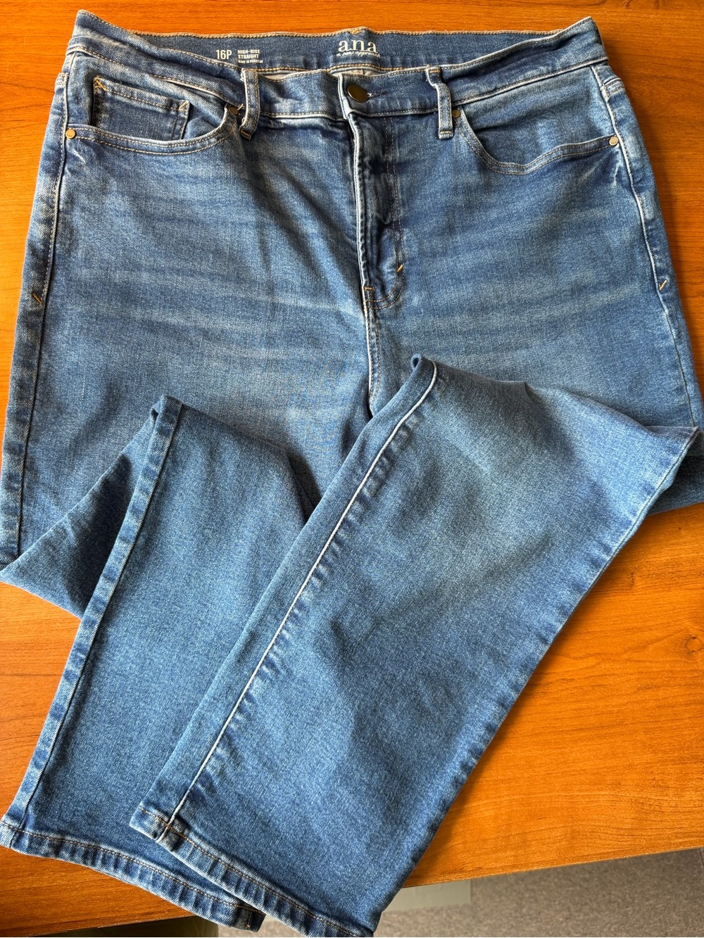 a.n.a  16 P medium blue high-rise, straight leg, denim jeans $14